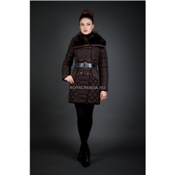Женская куртка зимняя 15672 шоколад натуральный мех