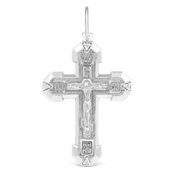 Крест из серебра с фианитами родированный - 3,7 см
