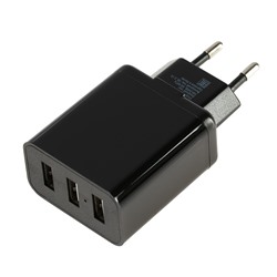 Сетевое зарядное устройство Mediagadget, 3 USB, 3.1 А, черное