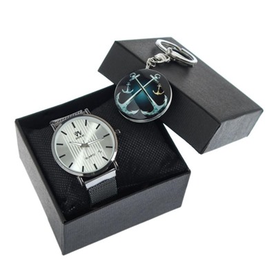 Подарочный набор 2 в 1 "Морской": наручные часы d=4 см, брелок