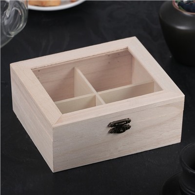 Ящик для хранения чайных пакетиков «Цейлон», 4 ячейки, 16×13,8×6,5 см
