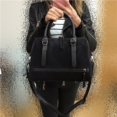 Элегантная сумка Anabel из прочной качественной замши и натуральной кожи кофейного цвета.