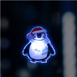 Светодиодная игрушка на липучке «Пингвин в шапке» 7.5 × 8 см, батарейки LR44х3, свечение мульти
