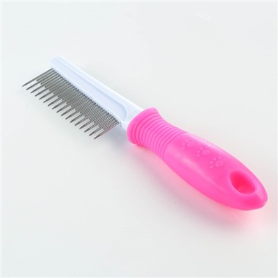Расчёска "Комфорт" с заострёнными зубьями разной длины, нескользящая ручка, 21 х 4 см, розовая   743