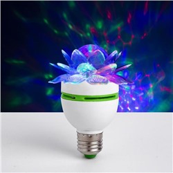 Световой прибор «Хрустальный цветок» 7.5 см, Е27, свечение RGB