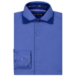 Рубашка Platin Body fit синего цвета длинный рукав для мальчика