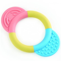 Прорезыватель - погремушка Hape «Улыбка», игрушка для малышей, кольцо с розовым и голубым держателем