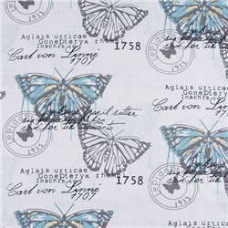 Ткань на отрез лен TBY-DJ-16 Бабочки