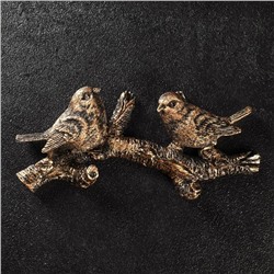 Подвесной декор "Веточка с двумя птичками" бронза