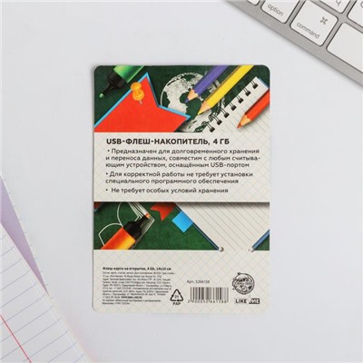Флеш-карта на открытке «Сова», 4 Gb, 14 х 10 см
