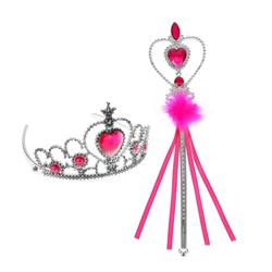 Карнавальный набор «Принцесса», 2 предмета: корона, жезл с камнями, цвет розовый