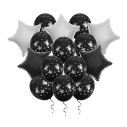 Букет из шаров «Ночь» фольга , латекс, лента, набор 15 шт., серебряные звёзды