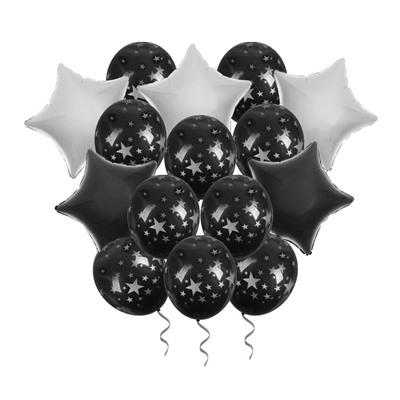 Букет из шаров «Ночь» фольга , латекс, лента, набор 15 шт., серебряные звёзды