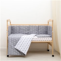 Борт в кроватку "Подушечки", из 4-х частей, чехлы съемные, цвет серый, бязь хл100%