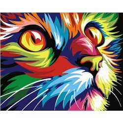 Картина по номерам 40х50 - Радужная кошка