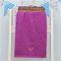 Махровое полотенце "Медведь", размер 30х60 см, цвет фуксия