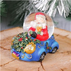 Сувенир - снежный шар водяной "Дед Мороз на машине"
