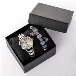 Подарочный набор 2 в 1 "Каабон": наручные часы и браслет, d-2 см, микс