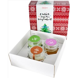 Подарочный набор "С Новым Годом и Рождеством Ёлочка" мёд с киви, расторопшевый, с кедровыми орешками бугель и ложечка медовая