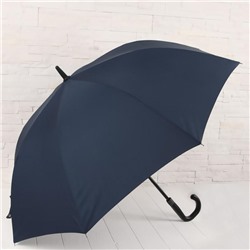 Зонт - трость полуавтоматический, 8 спиц, R = 60 см, цвет тёмно - синий