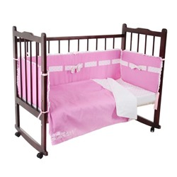 Комплект в кроватку "Бантик" (6 предметов), цвет розовый 10621