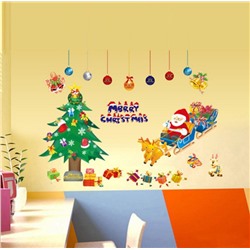Декоративная рождественская наклейка на стекло, разноцветная