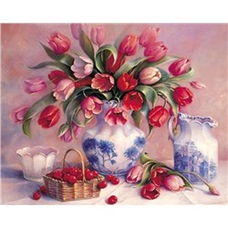 Картина по номерам 40х50 - Гжель и тюльпаны