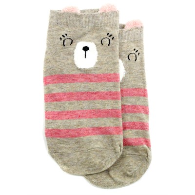 Короткие носки р.35-40 "Розовые милахи"  Застенчивый Мишка