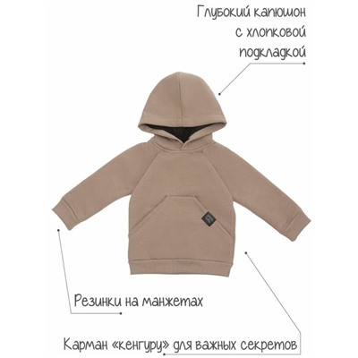 Костюм детский Amarobaby Mono ( худи и брюки), футер 360гр с начесом, бежевый, размер 110