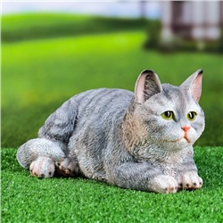 Садовая фигура "Кот" серый, 25x12x9см