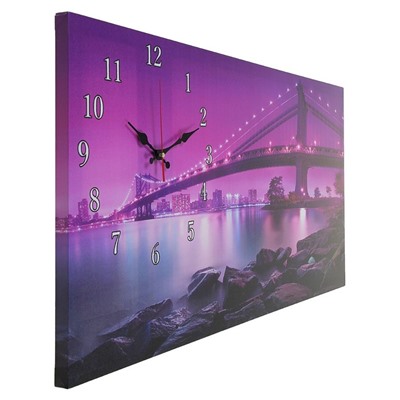 Часы-картина настенные, серия: Город, "Светящийся мост", 40 х 76 см, микс