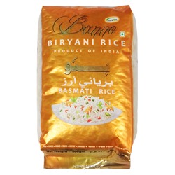Шлифованный длиннозерный рис Басмати Бирьяни Banno, Индия, 500 г
