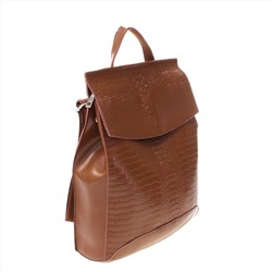 Стильная женская сумка-рюкзак Croco_Asty из натуральной кожи цвета мальтийского песка.