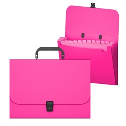 Папка-портфель 12 отделений ErichKrause "Matt Neon", A4, 335 х 230 х 35 мм, 700 мкм, розовая