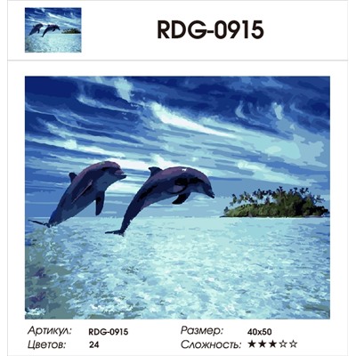 Картина по номерам 40х50 - Дельфины у острова