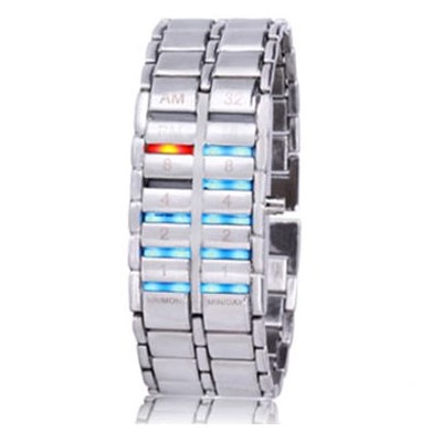 Led Watch - часы Самурай V2 бинарные наручные серебристые