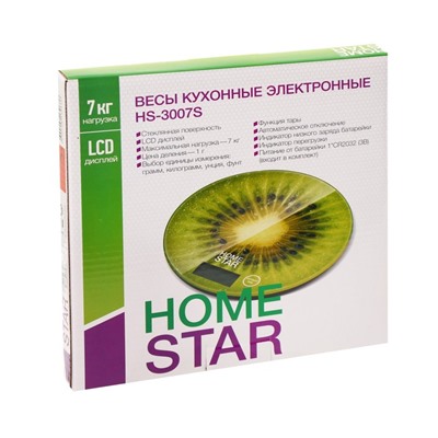 Весы кухонные HOMESTAR HS-3007S, электронные, до 7 кг, арбуз