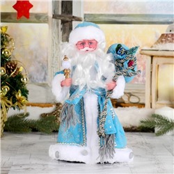 Дед Мороз "В синей шубке с подарками", 30 см, двигается, с подсветкой