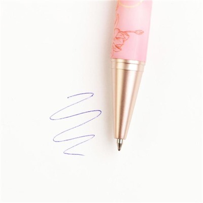 Ручка пластик «Любимый учитель», матовая, синяя паста, фурнитура розовое золото