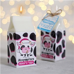 Свеча пакет молока «Искрящегося Нового года», 12 х 5 х 5 см