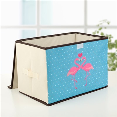 Короб для хранения с крышкой «Фламинго», 39×25×25 см, цвет бежевый
