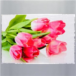 Наклейка на кафельную плитку "Розовые тюльпаны на столе" 60х90 см