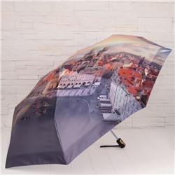 Зонт автоматический, облегчённый, «Город», 3 сложения, 8 спиц, R = 51 см, цвет серый