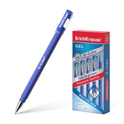 Ручка гелевая Erich Krause G-Cube, узел Fine tip 0.5 мм, чернила синие, с покрытием Soft Touch с квадратным сечением корпуса, длина линии письма 500 метров