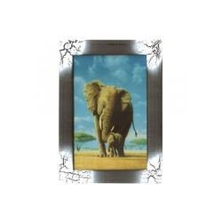 Картина Фен-Шуй Животные 14х19см 124 Слон с малышом, узкая черно-белая рама SH