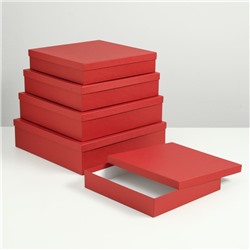 Набор коробок 5в1 "Крафт красный", однотонные, 34 х 34 х 9 - 26 х 26 х 5 см