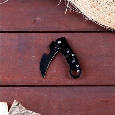 Нож-керамбит "Круги", черная рукоять, лезвие 6 см