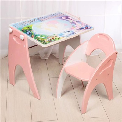 Набор мебели «Части света»: парта, мольберт, стульчик. Цвет розовый