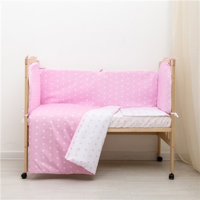 Комплект в кроватку 6 пр. "Мечта" (борт из 4-х частей), цвет розовый, бязь хл100%
