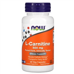 Now Foods, L-карнитин, 500 мг, 60 растительных капсул